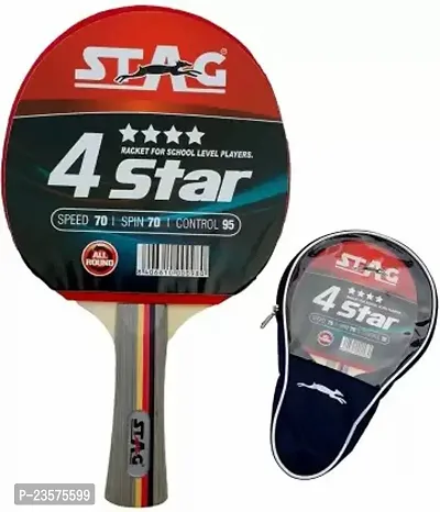 4 star Black, Red Table Tennis Racquet