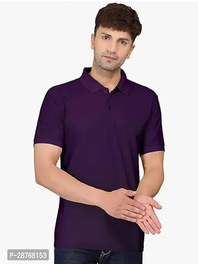 Reliable Black Cotton Blend Solid Polo T-Shirt For Men-thumb0