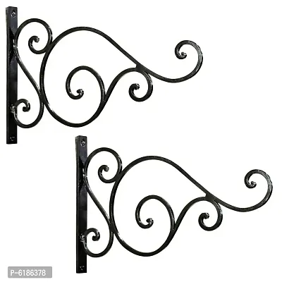 Set Of 2 - Scroll Design Wall Bracket For Bird Feeders and Houses Planters Lanterns Wind Chimes Hanging Baskets Ornaments String Lights, As Wall Brackets and More-thumb0
