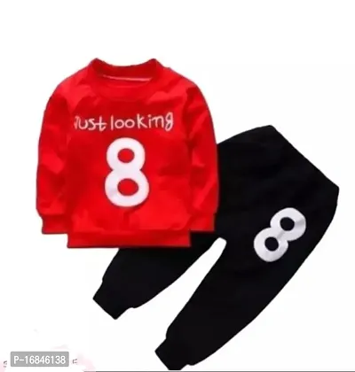 Red coloured cotton clothing set for baby boy
