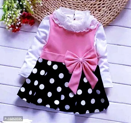 Pink color crepe frock for baby girl
