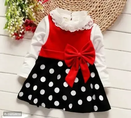 Red color crepe frock for baby girl-thumb0