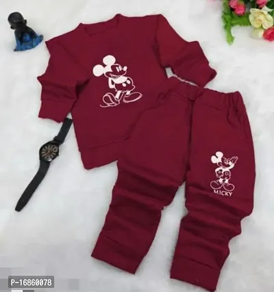 Maroon colour cotton clothing set for baby boys-thumb0