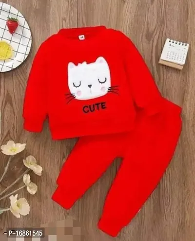 Red colour cotton clothing set for baby girl