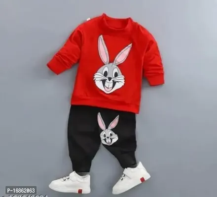 Red coloured cotton clothing set for baby boys