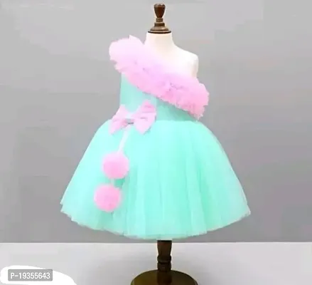 Classy Solid Dress for Kids Girls-thumb0