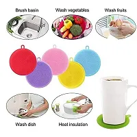 SILICONE SCRUBBER FOR KITCHEN NON STICK DISHWASHING  BABY CARE SPONGE BRUSH HOUSEHOLD HEALTH TOOL( PACK OF 5PC).-thumb2