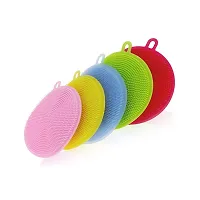 SILICONE SCRUBBER FOR KITCHEN NON STICK DISHWASHING  BABY CARE SPONGE BRUSH HOUSEHOLD HEALTH TOOL( PACK OF 5PC).-thumb3