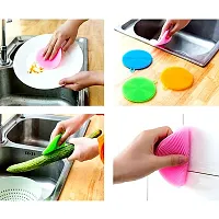 SILICONE SCRUBBER FOR KITCHEN NON STICK DISHWASHING  BABY CARE SPONGE BRUSH HOUSEHOLD HEALTH TOOL( PACK OF 5PC).-thumb1