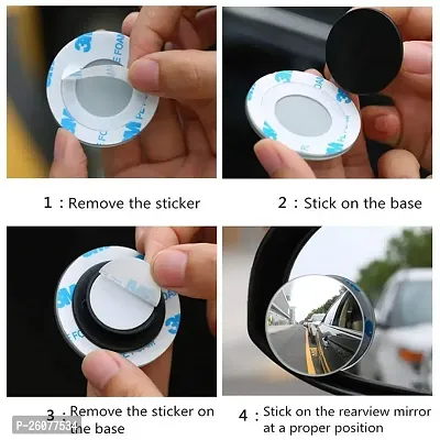 BLIND SPOT ROUND WIDE ANGLE ADJUSTABLE CONVEX REAR VIEW MIRROR - PACK OF 2-thumb0