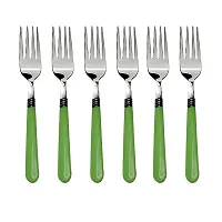 STAINLESS STEEL FORKS WITH COMFORTABLE GRIP DINING FORK SET OF 6 PCS(Colour may vary)-thumb1