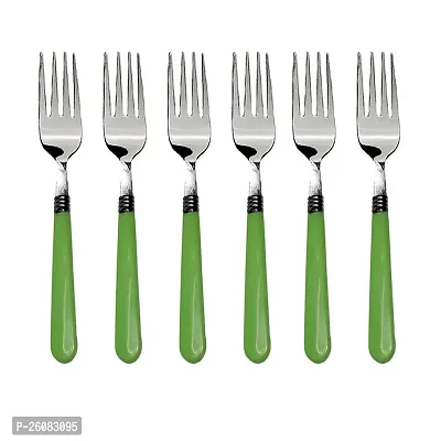 STAINLESS STEEL FORKS WITH COMFORTABLE GRIP DINING FORK SET OF 6 PCS(Colour may vary)-thumb2