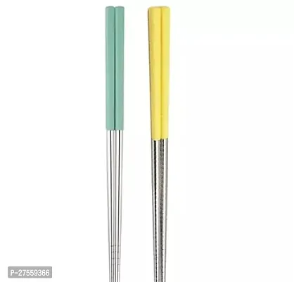 Stylish Chopsticks with Silicon Covers Lightweight Reusable Silicon Stainless Steel Dishwasher Safe 2 Pairs-thumb0