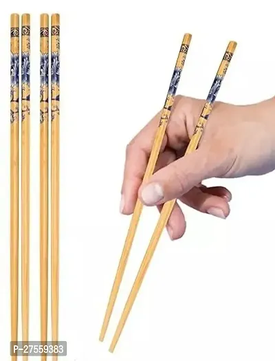 Stylish 2 Pairs Natural Bamboo Reusable Chopsticks for Sushi, Noodles, Fried Rice-thumb0