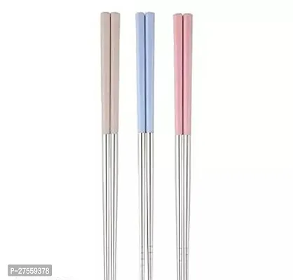 Stylish 3 Pairs Chopsticks with Silicon Covers   Lightweight   Reusable   Silicon   Stainless Steel   Dishwasher Safe