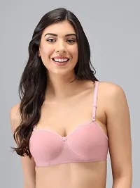 Womens Cotton Lightly Padded Half Cup Non-Wired T-Shirt Bra Combo Pack of 3-thumb1