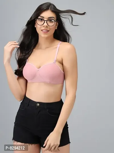 Womens Cotton Lightly Padded Half Cup Non-Wired T-Shirt Bra Combo Pack of 3-thumb5