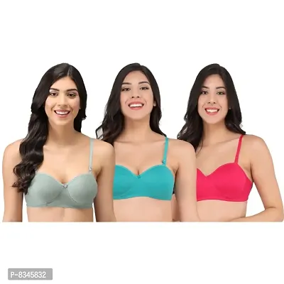 Cotton Blend Bandeau Pack of 3 Women Maternity Bra (Multicolor) at