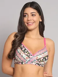 Narsingha Dreams Women Cotton Blend Lightly Padded Non-Wired T-Shirt Floral Printed Bra Combo Pack Of 3-thumb1