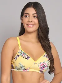 Narsingha Dreams Women Cotton Blend Lightly Padded Non-Wired T-Shirt Floral Printed Bra Combo Pack Of 3-thumb1