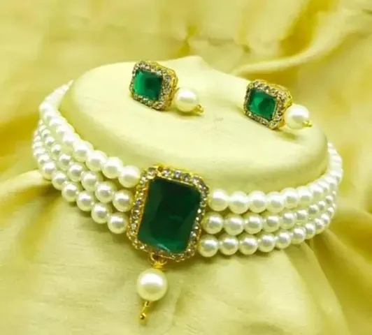 Elegant Designer Pearl Choker Necklace Set