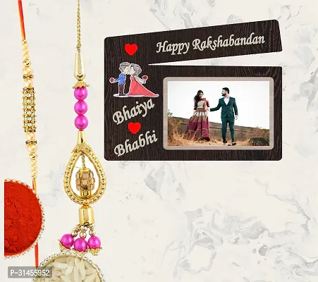 Designer Raksha Bandhan Gifts For Brothers And Sisters- Roli Chawal, 2 Rakhi, Photo Frame-thumb0