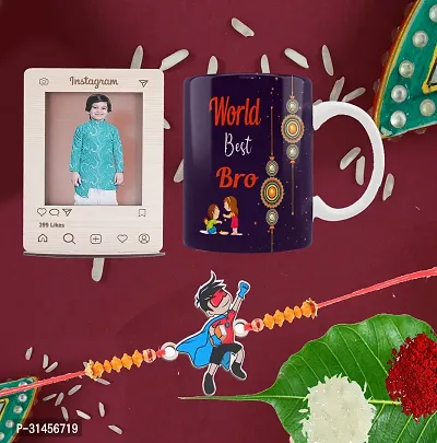 Designer Raksha Bandhan Gifts For Brothers And Sisters- Roli Chawal, Rakhi, Photo Frame, Coffee Mug-thumb0