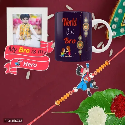 Designer Raksha Bandhan Gifts For Brothers And Sisters- Roli Chawal, Rakhi, Photo Frame, Coffee Mug-thumb0