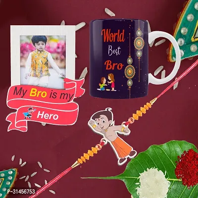 Designer Raksha Bandhan Gifts For Brothers And Sisters- Roli Chawal, Rakhi, Photo Frame, Coffee Mug