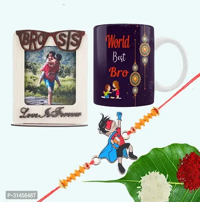 Designer Raksha Bandhan Gifts For Brothers And Sisters- Coffee Mug, Rakhi, Photo Frame, Roli Chawal-thumb0