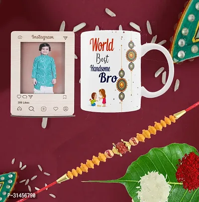 Designer Raksha Bandhan Gifts For Brothers And Sisters- Roli Chawal, Rakhi, Photo Frame, Coffee Mug