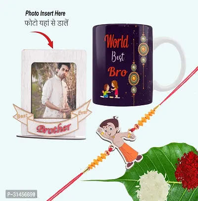 Designer Raksha Bandhan Gifts For Brothers And Sisters- Roli Chawal, Rakhi, Photo Frame, Coffee Mug