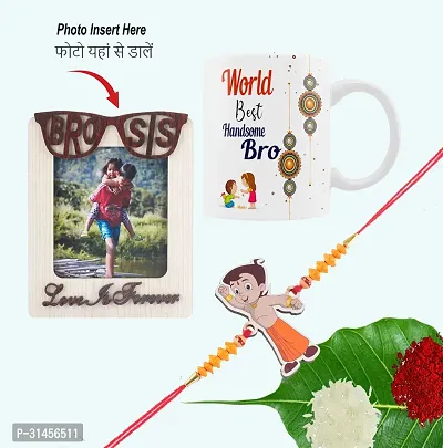 Designer Raksha Bandhan Gifts For Brothers And Sisters- Coffee Mug, Rakhi, Photo Frame