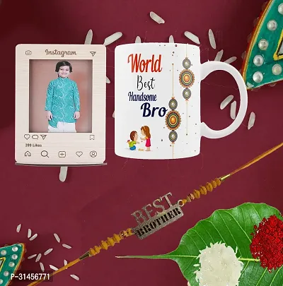 Designer Raksha Bandhan Gifts For Brothers And Sisters- Roli Chawal, Rakhi, Photo Frame, Coffee Mug