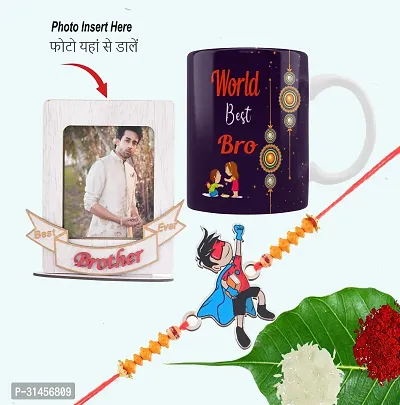 Designer Raksha Bandhan Gifts For Brothers And Sisters- Roli Chawal, Rakhi, Photo Frame, Coffee Mug