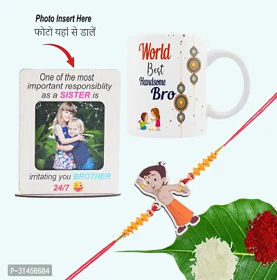 Designer Raksha Bandhan Gifts For Brothers And Sisters- Roli Chawal, Rakhi, Photo Frame, Coffee Mug