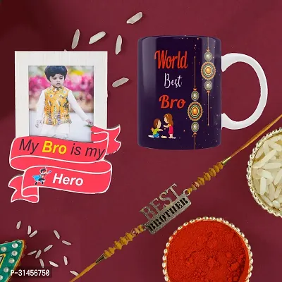 Designer Raksha Bandhan Gifts For Brothers And Sisters- Roli Chawal, Rakhi, Photo Frame, Coffee Mug