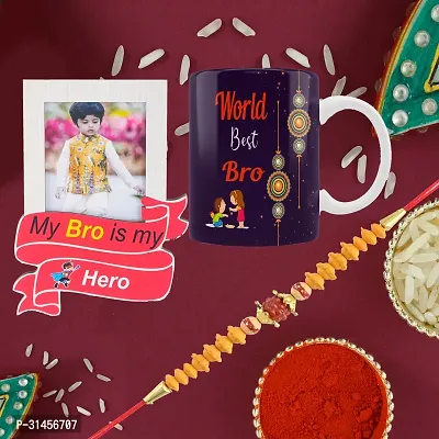 Designer Raksha Bandhan Gifts For Brothers And Sisters- Roli Chawal, Rakhi, Photo Frame, Coffee Mug