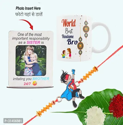 Designer Raksha Bandhan Gifts For Brothers And Sisters- Roli Chawal, Rakhi, Photo Frame, Coffee Mug-thumb0