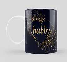 iMPACTGift Hubby Wifey Premium Quality Printed for Husband, Wife On Marriage, Anniversary, Birthday, Valentine Gifts 252 Ceramic Coffee Mug  (330 ml, Pack of 2)-thumb1