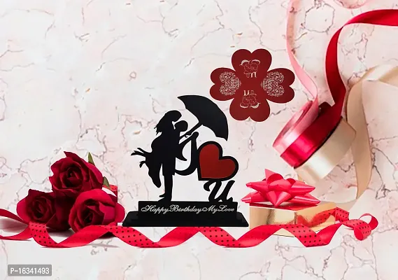 iMPACTGift Happy Anniversary gift for Husband Wife Greeting Card With Decorative Showpiece - 19.5 cm  (Wood, Black, Red)