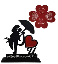 iMPACTGift Happy Anniversary gift for Husband Wife Greeting Card With Decorative Showpiece - 19.5 cm  (Wood, Black, Red)-thumb3