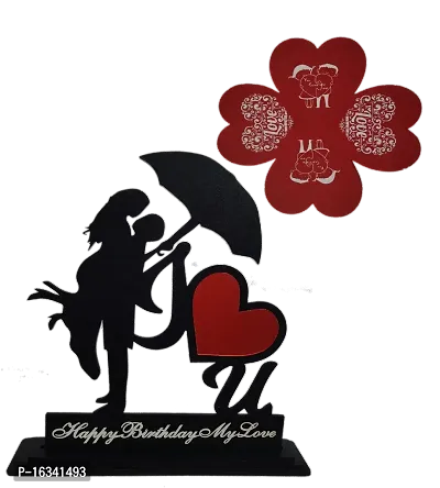 iMPACTGift Happy Anniversary gift for Husband Wife Greeting Card With Decorative Showpiece - 19.5 cm  (Wood, Black, Red)-thumb4