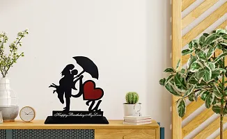 iMPACTGift Happy Anniversary gift for Husband Wife Greeting Card With Decorative Showpiece - 19.5 cm  (Wood, Black, Red)-thumb4