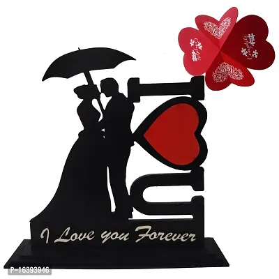 iMPACTGiftI love You Forever Decorative Showpiece - 17.78 cm  (Wood, Black, Red)-thumb0