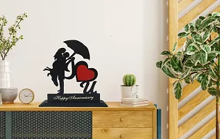 iMPACTGift Happy Anniversary gift for Husband Wife Greeting Card With Decorative Showpiece - 19.5 cm  (Wood, Black, Red)-thumb1