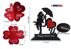 iMPACTGift Happy Anniversary gift for Husband Wife Greeting Card With Decorative Showpiece - 19.5 cm  (Wood, Black, Red)-thumb3