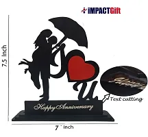 iMPACTGift Happy Anniversary gift for Husband Wife Greeting Card With Decorative Showpiece - 19.5 cm  (Wood, Black, Red)-thumb2