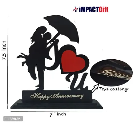 iMPACTGift Happy Anniversary gift for Husband Wife Greeting Card With Decorative Showpiece - 19.5 cm  (Wood, Black, Red)-thumb3