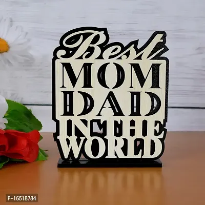 iMPACTGift For you Best Mom Dad in the World gifts for Mom Dad anniversary. Decorative Showpiece - 0.5 cm  (Wood, Black, White)-thumb4